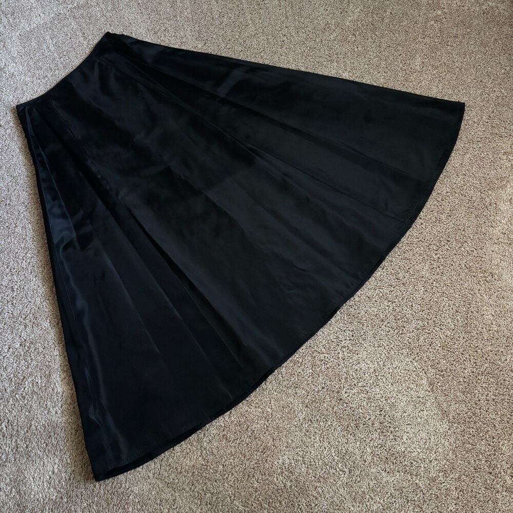Vintage Skirt Womens 8P Black Sheen A-Line Full Long Formal Holiday Lined Y2K